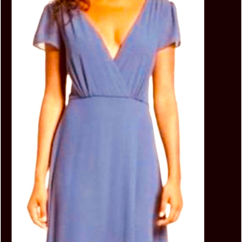 Lulus Slate  Blue Laced up Back Chiffon Gown Size M